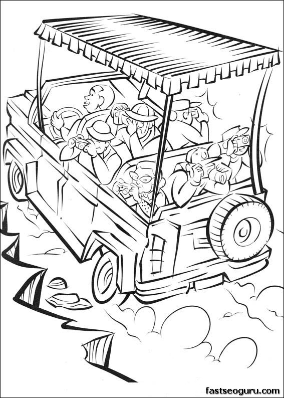 Print out Madagascar 2 safari in africa coloring page